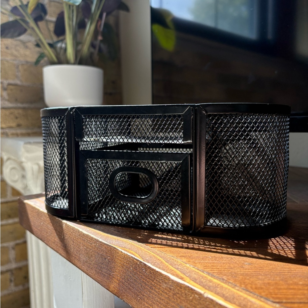 Small Black Mesh Desk Organizer